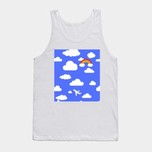 Blue Sky, Clouds and Rainbows Tank Top